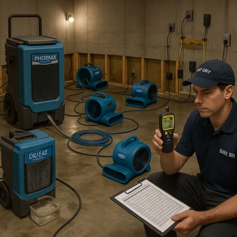 Structural Drying and Dehumidification process in Brock Hall, MD